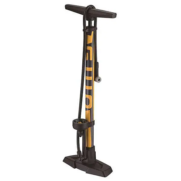 GIYO FLOOR PUMP WITH GAUGE AND CLEVER VALVE (PRESTA & SCHRADER) 160Psi (Yellow)