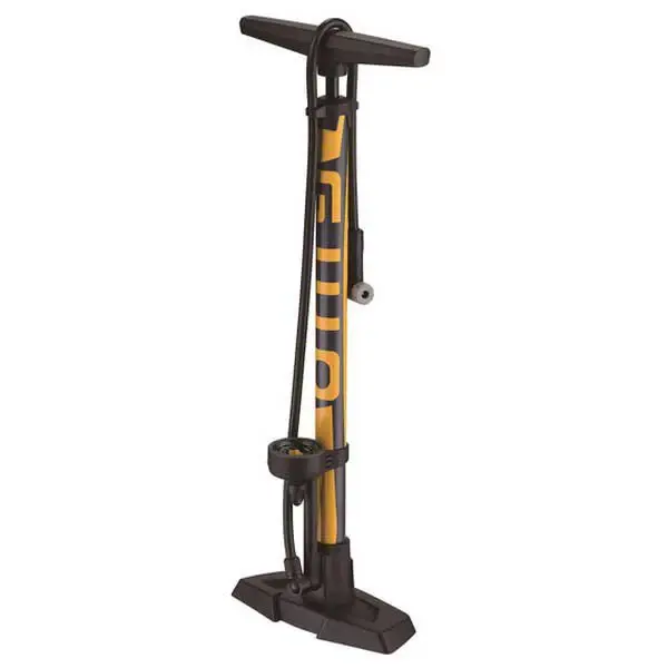 GIYO FLOOR PUMP WITH GAUGE AND CLEVER VALVE (PRESTA & SCHRADER) 160Psi (Yellow)
