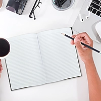 A4 160 Pages 8mm Ruled Charcoal Black Casebound Notebook