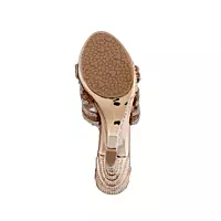 LA PARIS Women’s Gold Embellished Flat Sandals