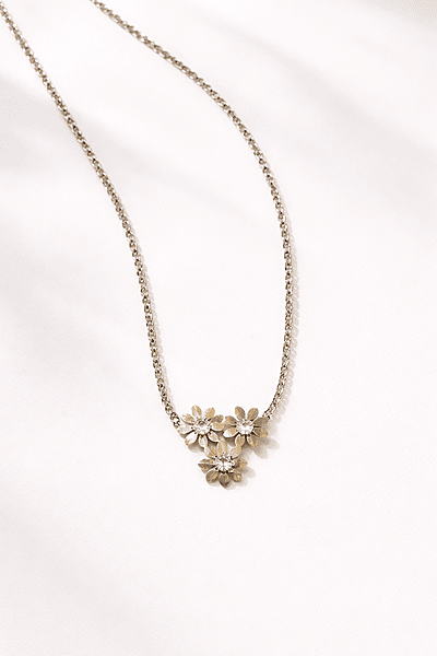 Gold and silver floral necklace