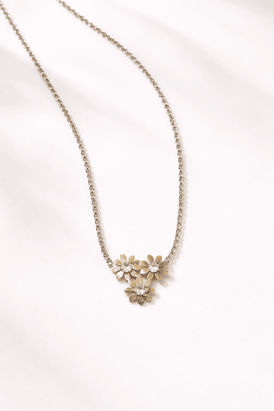 Gold and silver floral necklace