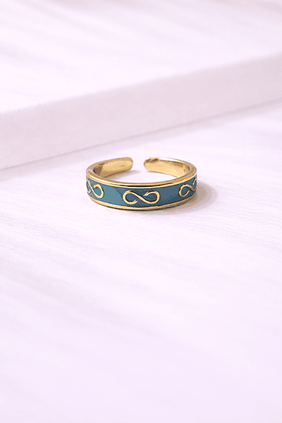 Gold and turquoise enamel ring
