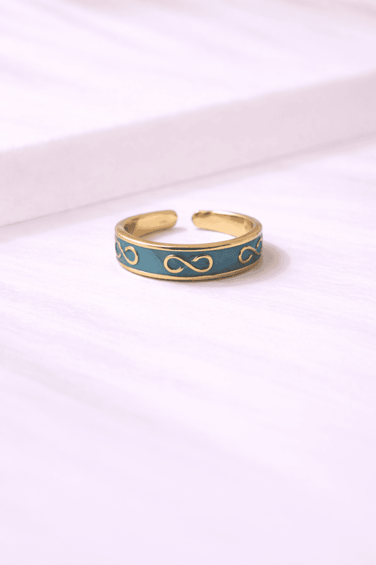 Gold and turquoise enamel ring