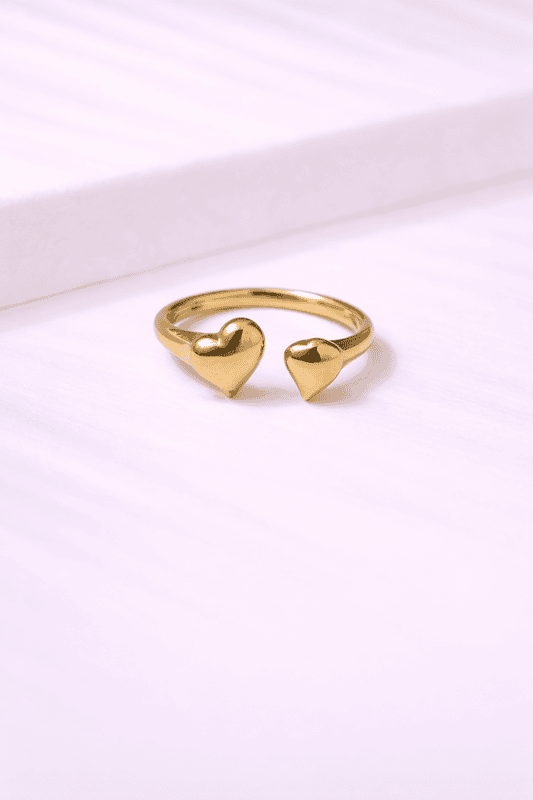 Gold double heart ring