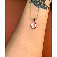 Gold Enamel Tropical Fish Pendant Necklace