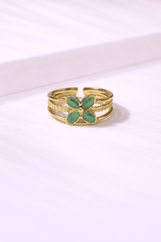 Gold four-leaf clover ring