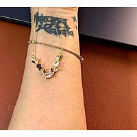 Gold Multicolour Stone Arc Necklace