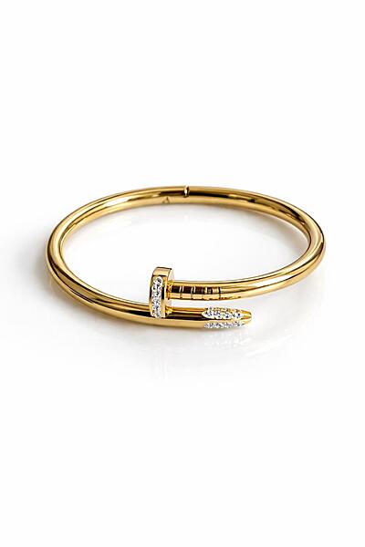 Gold nail Bracelet with diamonds