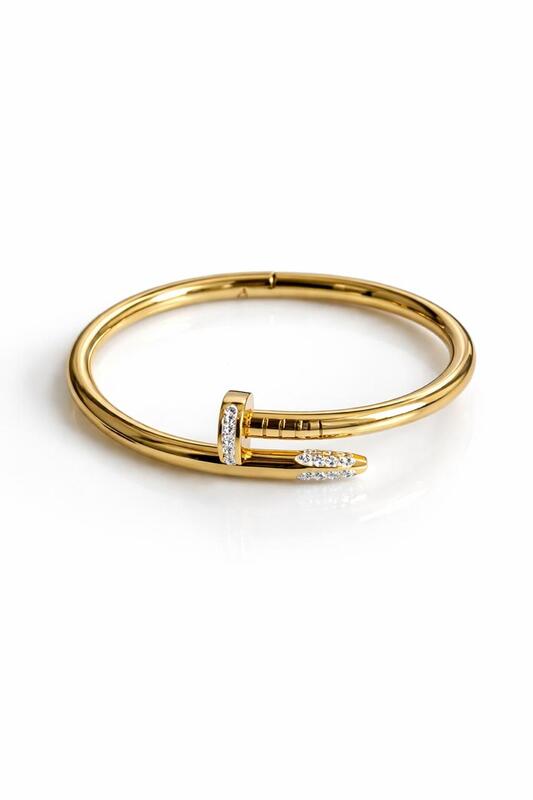 Gold nail Bracelet with diamonds