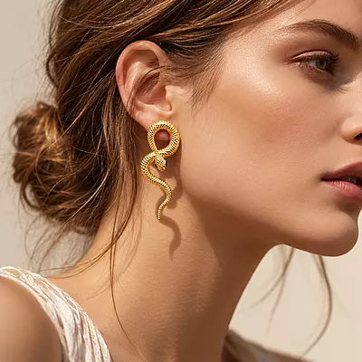 Serpentina Dorée Gold Snake Drop Earrings EXCLUSIVE