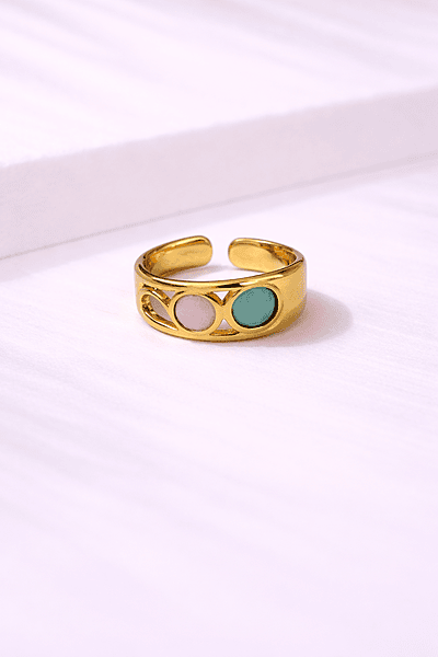 Gold ring with pastel stones