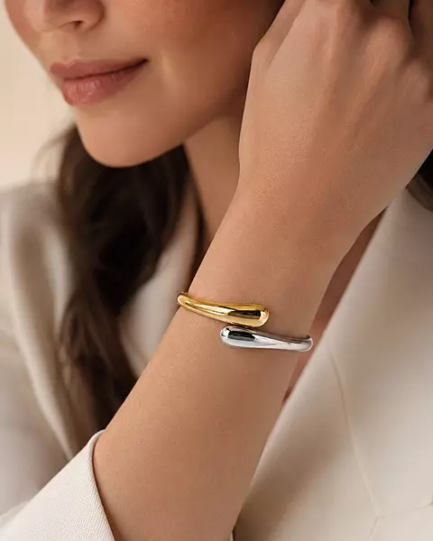Elara Two-Tone Sculpted Wrap Bracelet