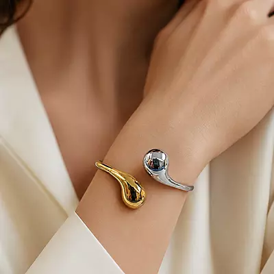 Liora Dual-Tone Sculpted Teardrop Bracelet