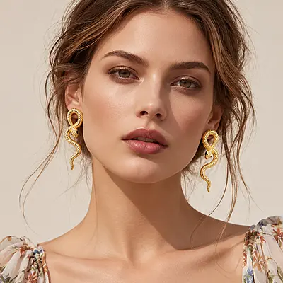 Serpentina Dorée Gold Snake Drop Earrings EXCLUSIVE