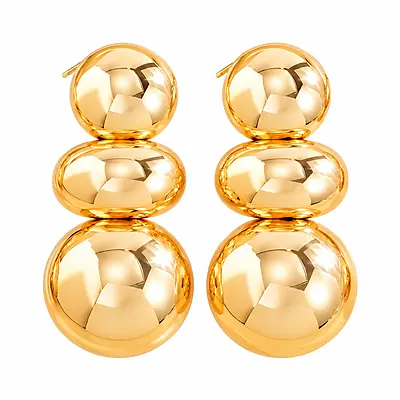Golden Orbit Triple Bubble Gold-Tone Stud Earrings