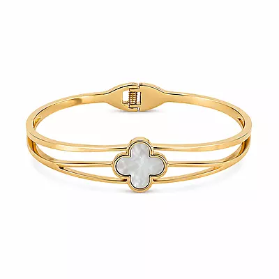 Celestia Pearl Clover Gold-Tone Bracelet