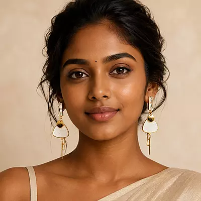 Aveline Pearl Triangle Crystal Gold-Tone Drop Earrings