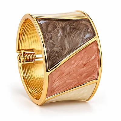 Cavira Tricolour Marbled Gold-Tone Cuff Bracelet