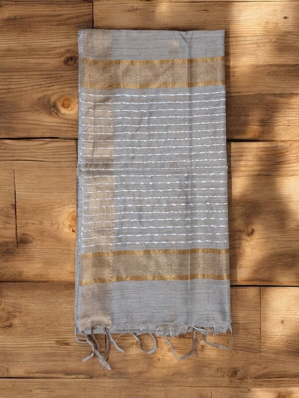 Beige & Golden Kota Silk Saree with Running Blouse