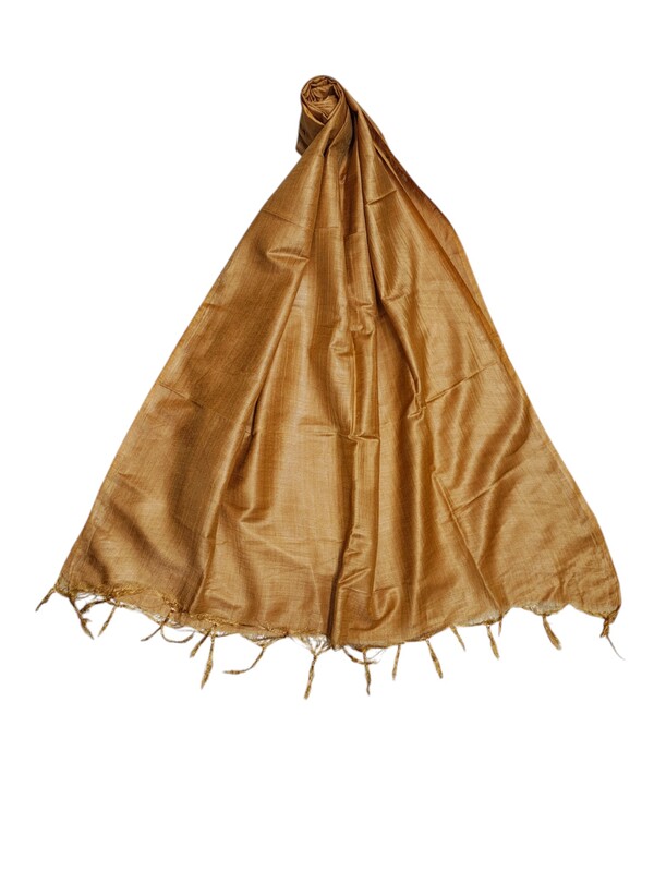 Gold Cotton Silk Solid Dupatta