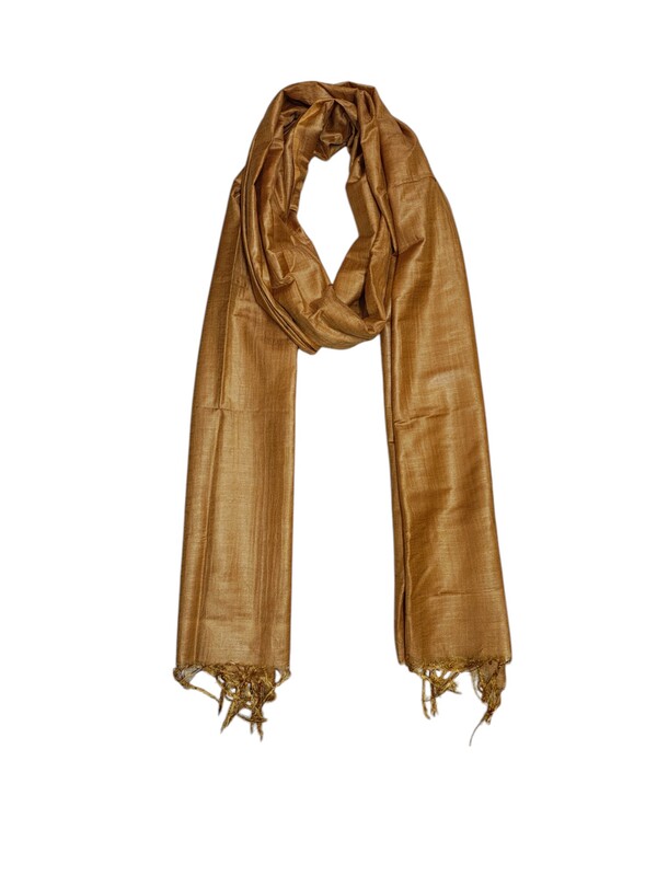 Gold Cotton Silk Solid Dupatta