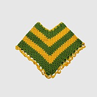 (3-4 Years) Kids Handknitted Green and Yellow Striped Woolen Poncho