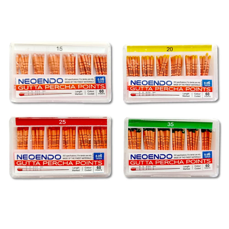 NeoEndo Gutta Percha Points 6% Length Marked – Root Canal GP Points