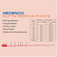 NeoEndo Gutta Percha Points 4% Length Marked – Root Canal GP Points