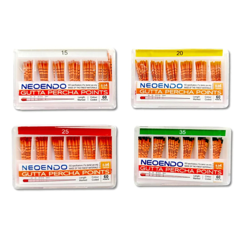 NeoEndo Gutta Percha Points 4% Length Marked – Root Canal GP Points