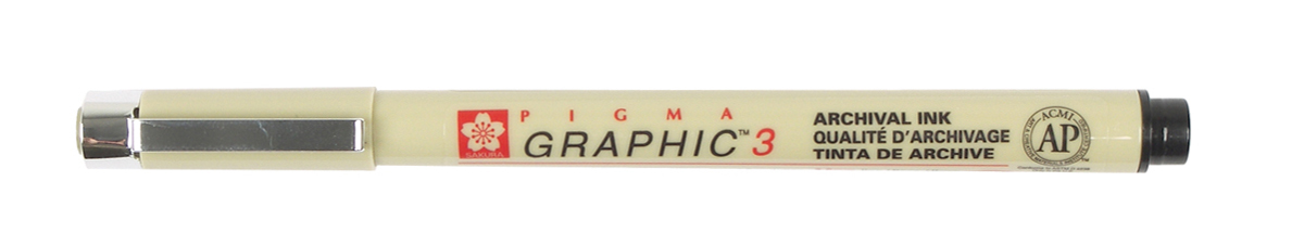 SAKURA PIGMA GRAPHIC 3 PEN, 3.0MM LINE WIDTH, BLACK SAKURA PIGMA GRAPHIC 3 PEN, 3.0MM LINE WIDTH, BLACK