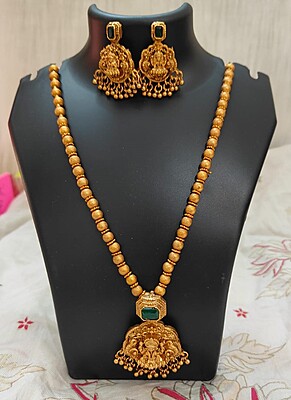 Lakshmi pendant gold beads chain for traditional wear Lakshmi pendant gold beads chain for traditional wear