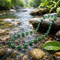 925 Sterling Silver Green (Aventurine) Stone Mala