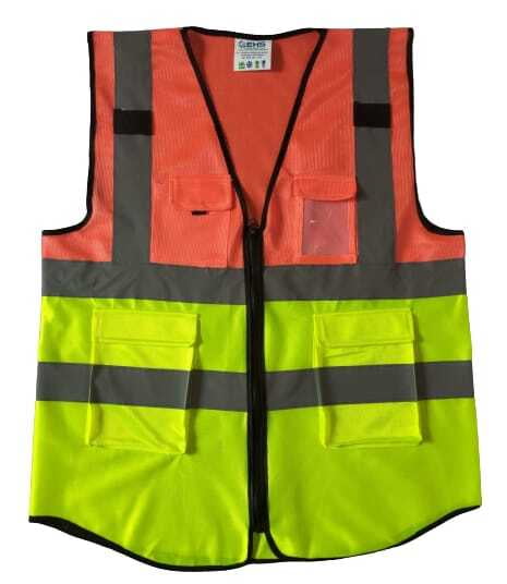 ISAFE NEON GREEN ORANGE 2- TONE  SAFETY VEST