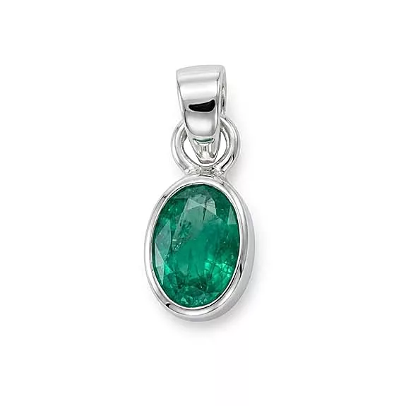 925 Sterling Silver Panna Gemstone green Pendant