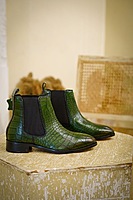 GREEN CROCO CHELSEA BOOTS
