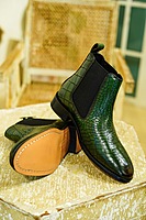 GREEN CROCO CHELSEA BOOTS