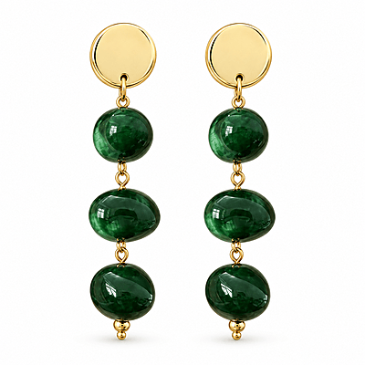Verdelle Green Resin Bead Gold-Tone Drop Earrings