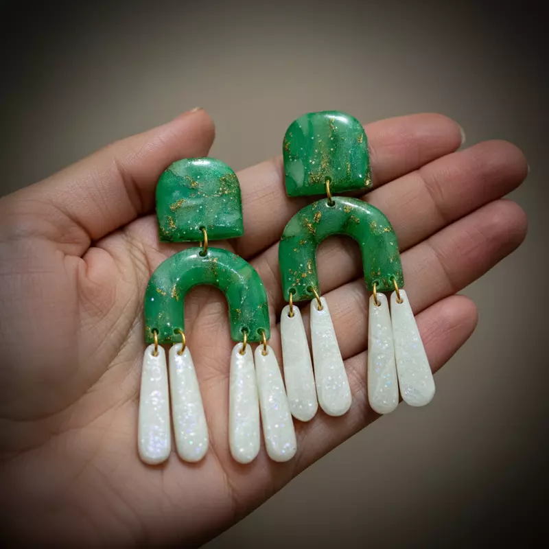 Emerald Jade Arch Dangles