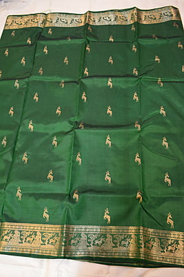 Heeran Green pure katan silk Swarnachari