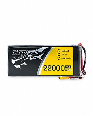 Technical specification label on the GREPOW Tattu 22000mAh battery Technical specification label on the GREPOW Tattu 22000mAh battery
