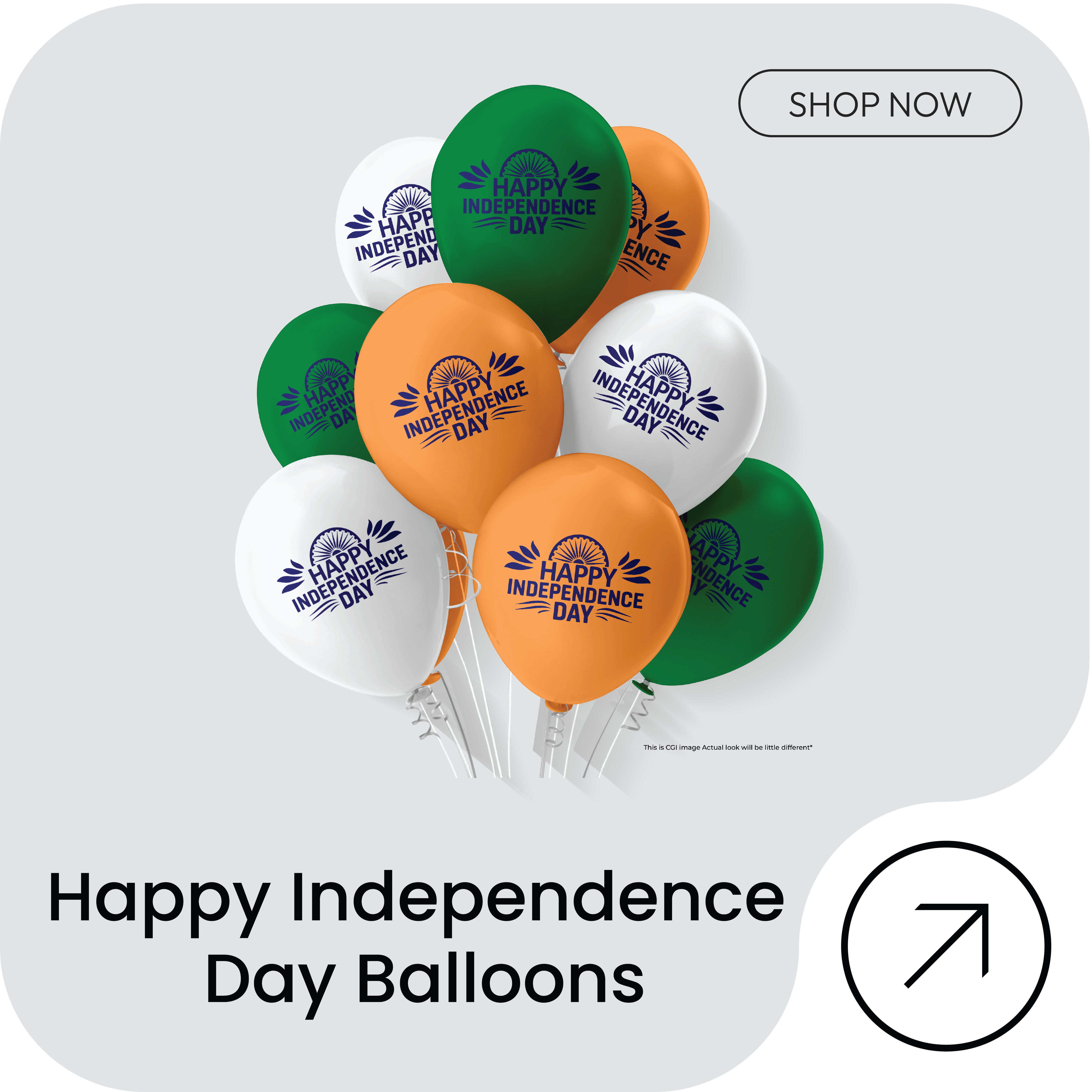 Happy Independence Day Metallic Balloons For 15 August Pack of 30pcs Orange White and Green 9" Balloons For Independence Day Or Any Other National Day