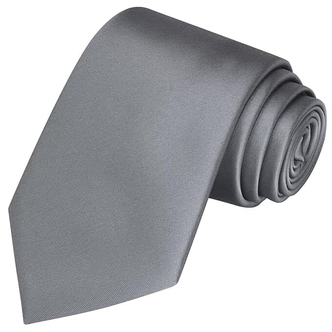 Grey Solid Microfiber Silk Necktie