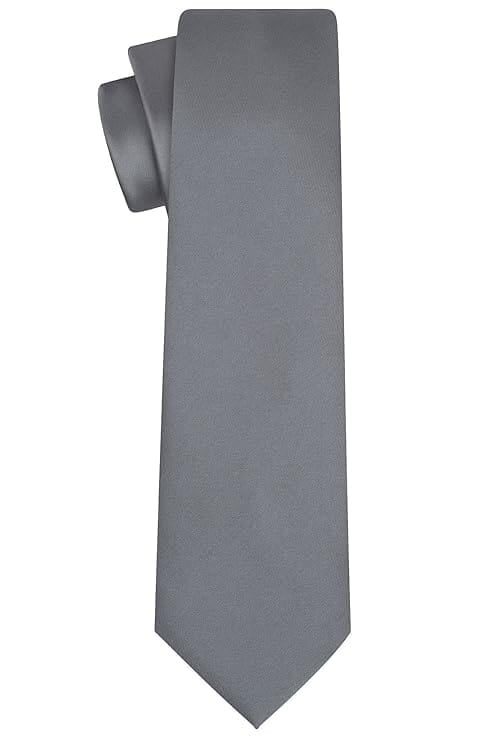 Grey Solid Microfiber Silk Necktie