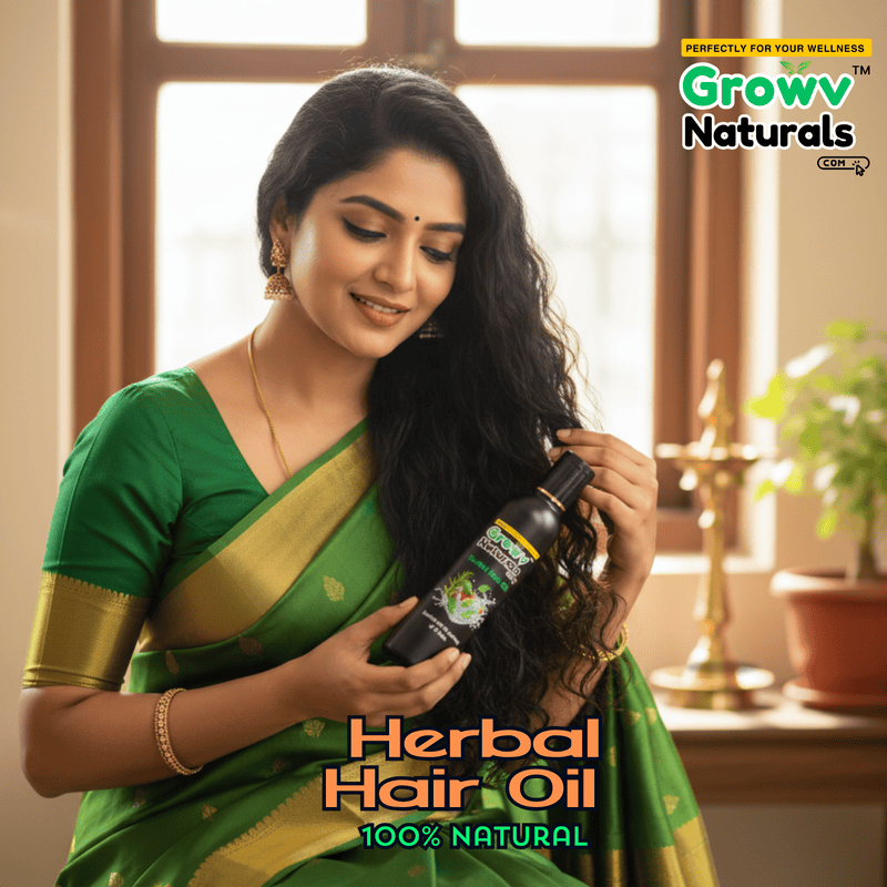 Growv Naturals Unisex Herbal Hair Oil 100ml | 100% Natural & Chemical-Free |