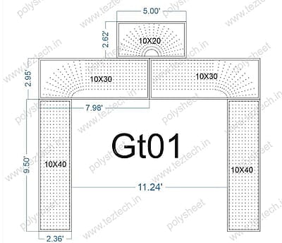 GT01 1600 HOLES GATE 2.36 FTPILLAR , 10 LED PER LINEGT01