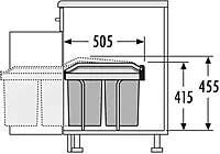Kesseboehmer Hailo AS Tandem  300mm 15/15 Dark grey Waste Bin