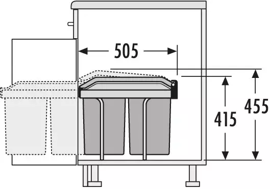Kesseboehmer Hailo AS Tandem  300mm 15/15 Dark grey Waste Bin
