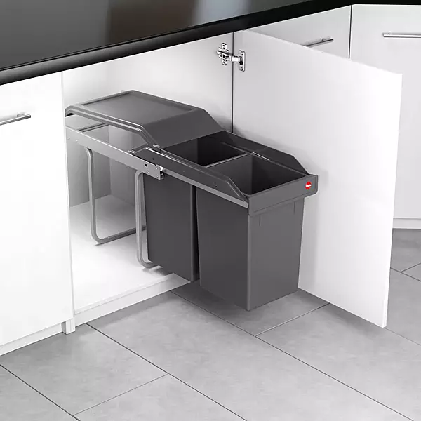 Kesseboehmer Hailo AS Tandem  300mm 15/15 Dark grey Waste Bin