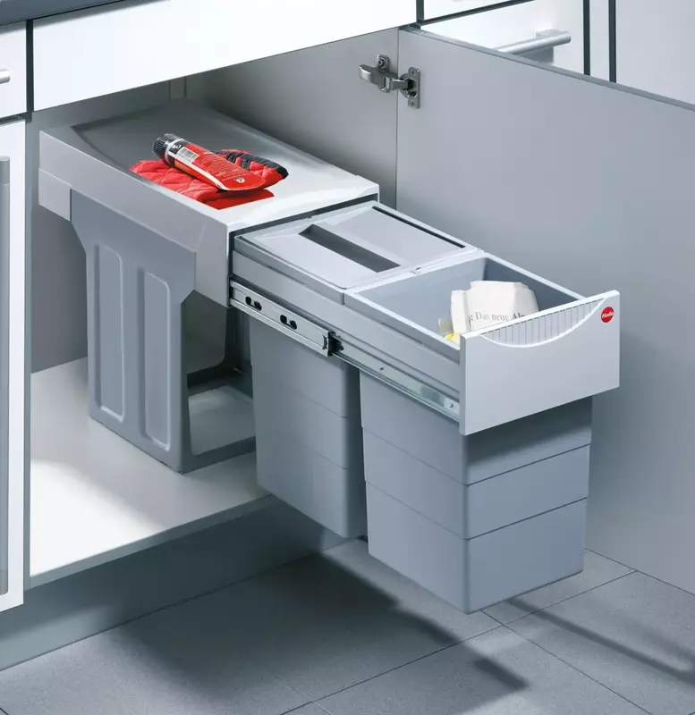 Kesseboehmer Hailo AS Tandem 15/15/D Light Grey Waste Bin